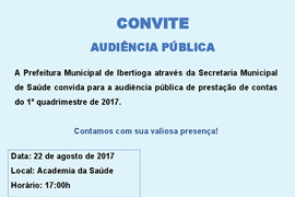 Audiência Pública para prestação de contas do 1º quadrimestre de 2017 na área da Saúde