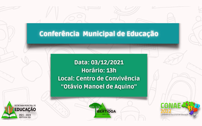 Conferência Municipal de Educação em Ibertioga será no dia 3 de dezembro
