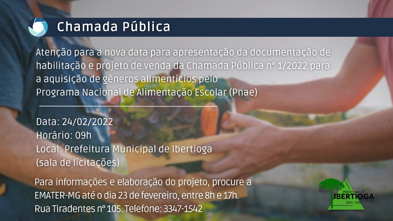 Alterações na Chamada Pública n.º 01/2022: nova data e aumento do limite máximo de venda do agricultor familiar